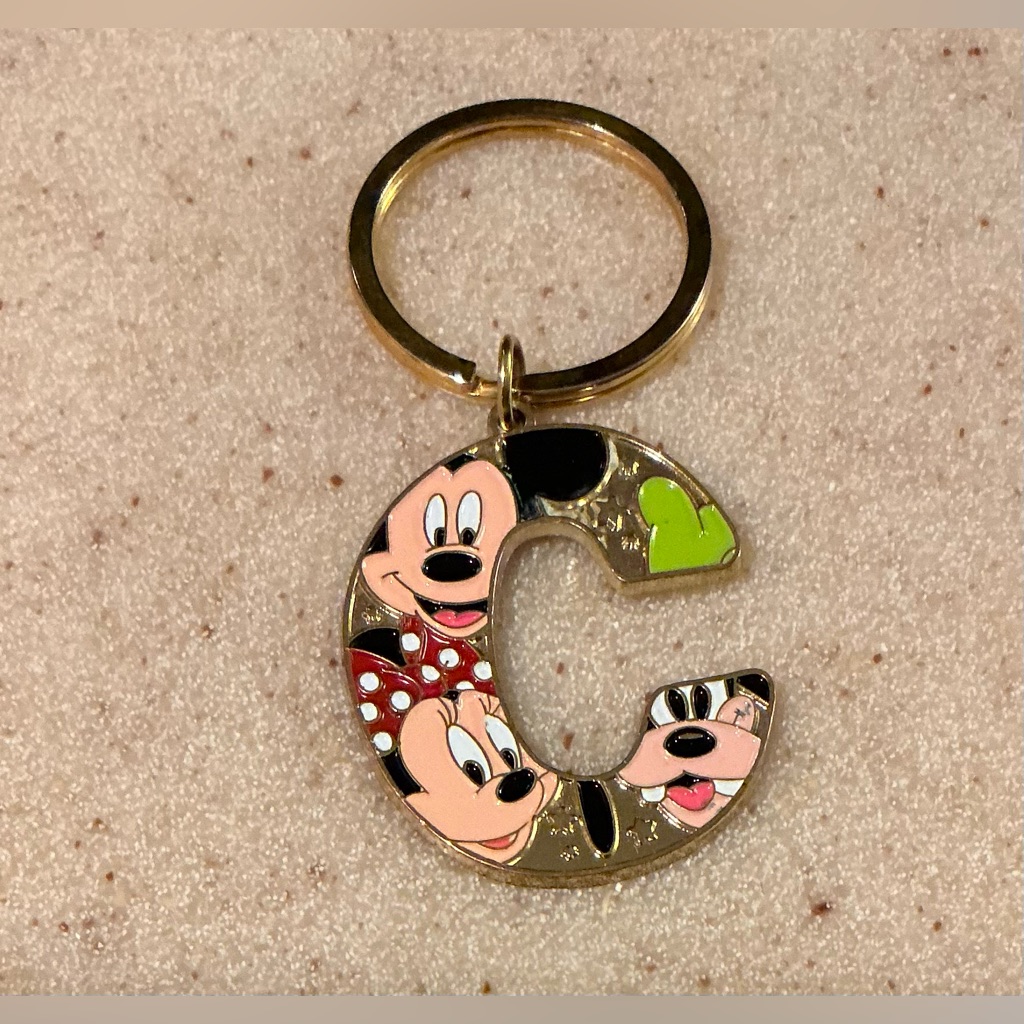 Disney Gold And Green Key And Card Holder With Playful Charm